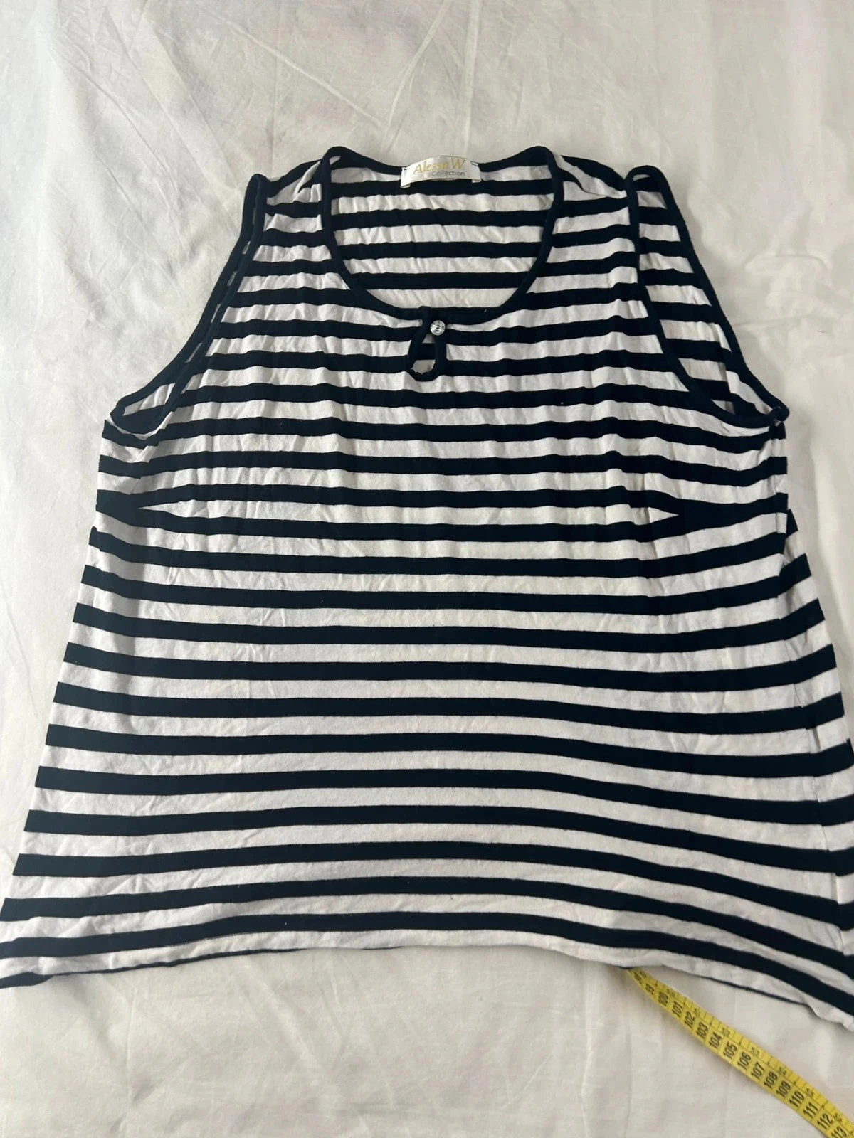 Black and white striped tank top Alessa W. collection in viscose – photo 2